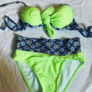 Bright yellow green swimsuit bathing suit